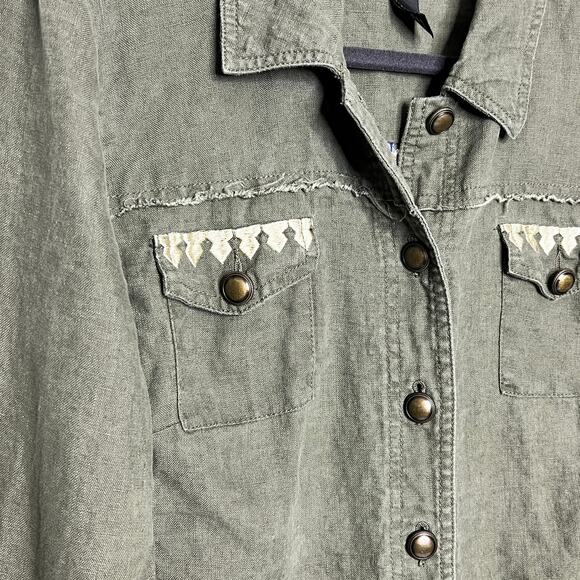 INC International Concepts Embroidered Utility Jacket Linen Green Size XL - Picture 5 of 8